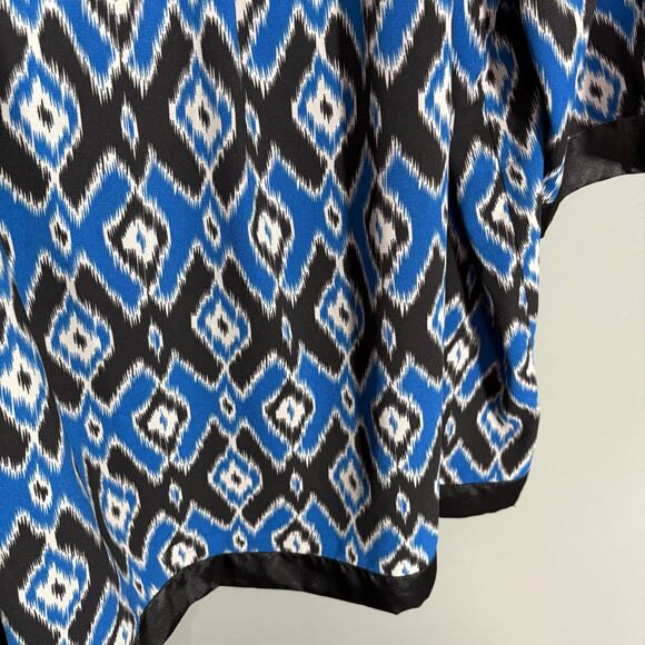 Maggie Barnes Blue & Black Ikat Kaftan Style Tunic Top - 3X - Women's Plus Size - Picture 3 of 5